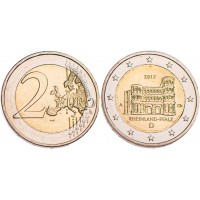 Монета Германия 2 евро 2017 Рейнланд-Пфальц (Порта Нигра Трир)