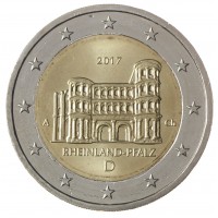 Монета Германия 2 евро 2017 Рейнланд-Пфальц (Порта Нигра Трир)