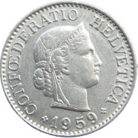 Монета Швейцария 10 раппенов 1959