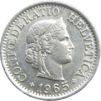 Монета Швейцария 10 раппенов 1965