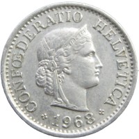 Швейцария 10 раппенов 1968