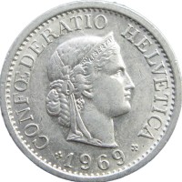 Швейцария 10 раппенов 1969