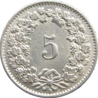 Монета Швейцария 5 раппенов 1955