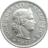 Монета Швейцария 5 раппенов 1971