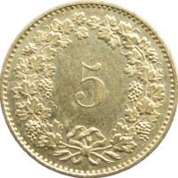Монета Швейцария 5 раппенов 1981