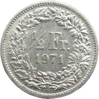 Швейцария 1/2 франка 1971