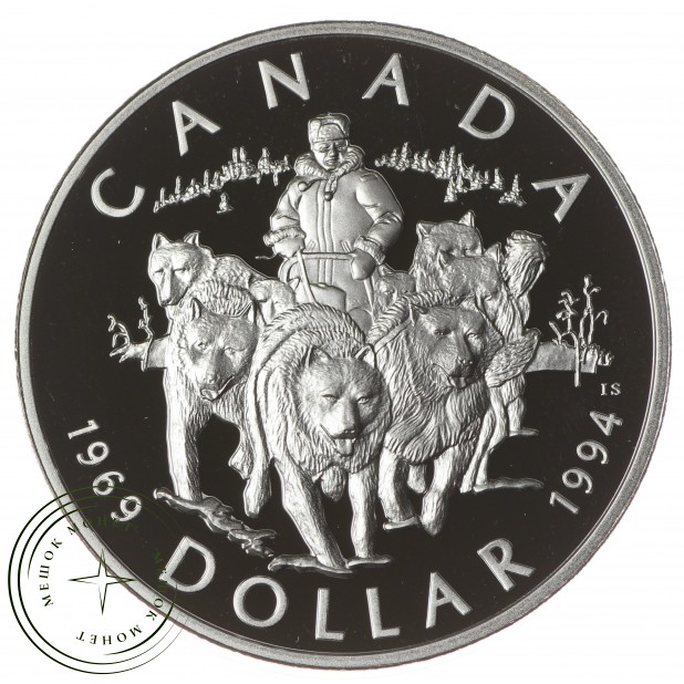 Канада 1 доллар 1994 25 лет последнему патрулю на собачьих упряжках