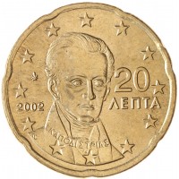 Монета Греция 20 евроцентов 2002