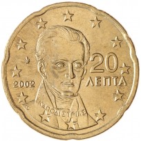 Монета Греция 20 евроцентов 2002