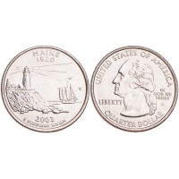 Монета США 25 центов 2003 Мэн