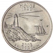 Монета США 25 центов 2003 Мэн
