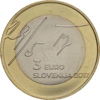 Монета Словения 3 евро 2017 100 лет майской декларации