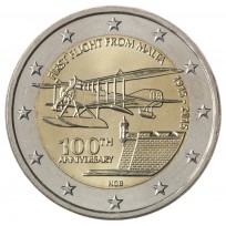 Монета Мальта 2 евро 2015 100 лет первого авиа полета с Мальты
