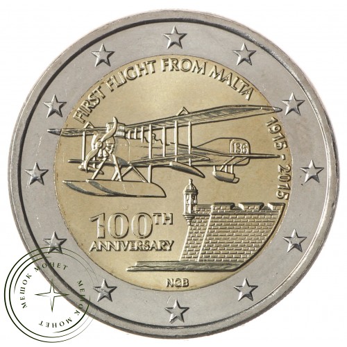 Мальта 2 евро 2015 100 лет первого авиа полета с Мальты