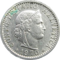 Швейцария 20 раппенов 1970