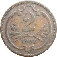 Монета Австрия 2 геллера 1902
