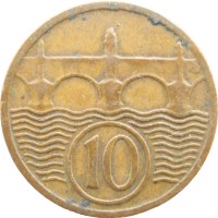 Монета Чехословакия 10 геллеров 1928