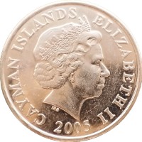 Монета Каймановы острова 25 центов 2005