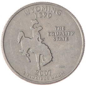 Монета США 25 центов 2007 Вайоминг