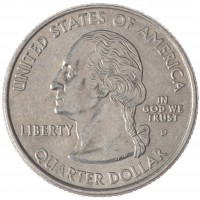 Монета США 25 центов 2007 Вайоминг