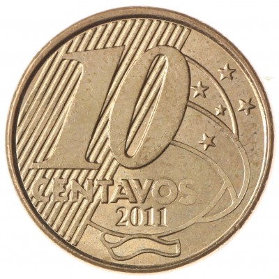 Монета Бразилия 10 сентаво 2011