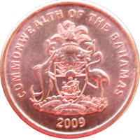 Монета Багамы 1 цент 2009