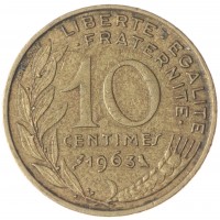 Франция 10 сентим 1963