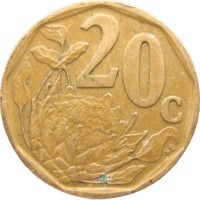 Монета ЮАР 20 центов 1997