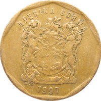 Монета ЮАР 20 центов 1997