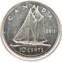 Монета Канада 10 центов 2011