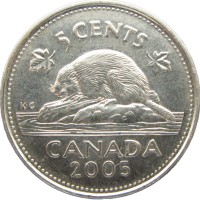 Монета Канада 5 центов 2005