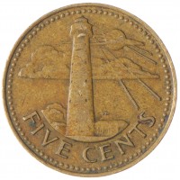 Монета Барбадос 5 центов 1982