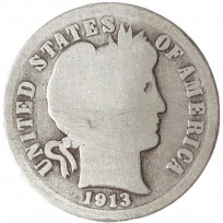 Монета США 10 центов 1913