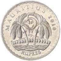 Монета Маврикий 5 рупий 2010