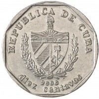 Монета Куба 10 сентаво 2000