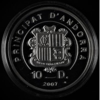 Монета Андорра 10 динар 2007 Экстрим: Горные лыжи