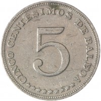 Монета Панама 5 сентесимо 1996