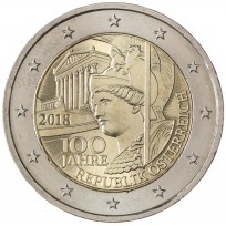 Монета Австрия 2 евро 2018 100 лет Австрийской Республике