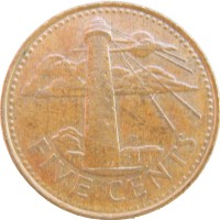 Монета Барбадос 5 центов 2005