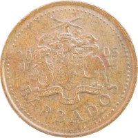 Монета Барбадос 5 центов 2005