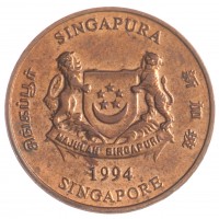 Монета Сингапур 1 цент 1994
