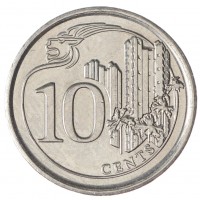 Монета Сингапур 10 центов 2015
