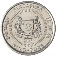 Монета Сингапур 10 центов 2015