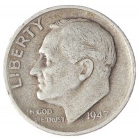 Монета США 10 центов 1947 Серебро