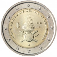 Монета Италия 2 евро 2020 Национальный корпус пожарных Италии