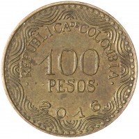 Монета Колумбия 100 песо 2016