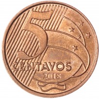 Монета Бразилия 5 сентаво 2018
