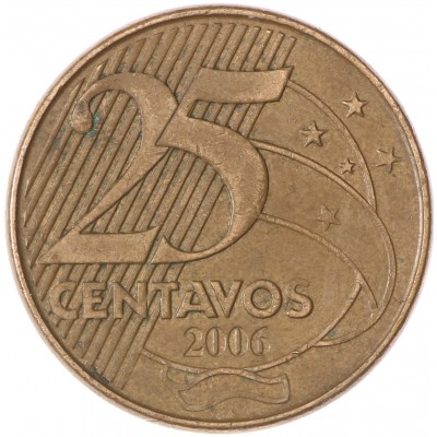Монета Бразилия 25 сентаво 2006