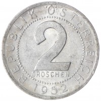 Монета Австрия 2 гроша 1952