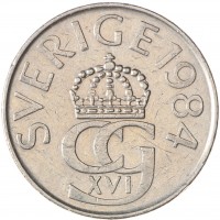 Монета Швеция 5 крон 1984